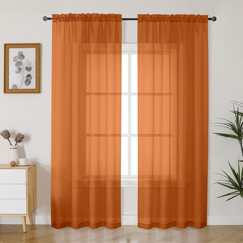 Burnt orange sheer curtains - sheer, 84