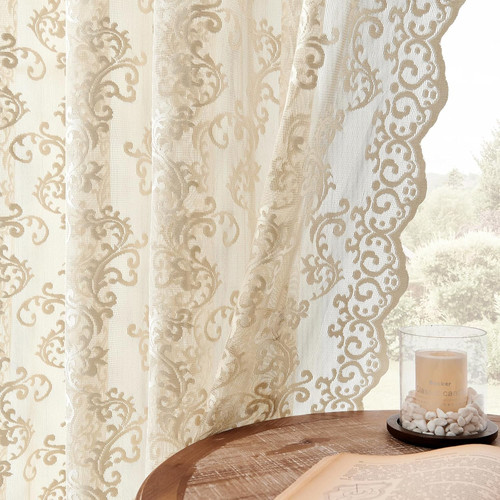 Beige lace curtains - 63, inch