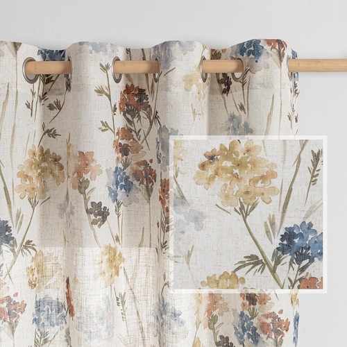 Floral linen curtains inch - floral,